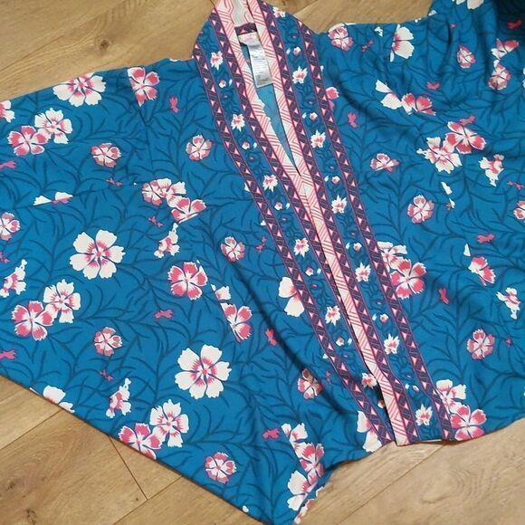 Free People Ocean Combo Floral print Kona Kimono Cardigan Top - Picture 9 of 9